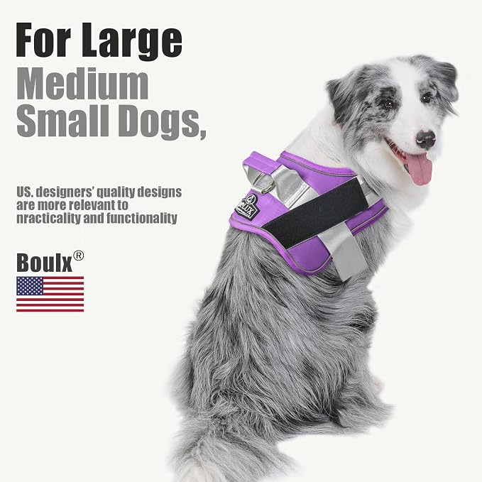 Dog Harness, No-Pull Reflective Dog Vest, Breathable Adjustable Pet Harness with Handle for Outdoor Walking - No More Pulling, Tugging or Choking (Lavender, Medium (Pack of 1))