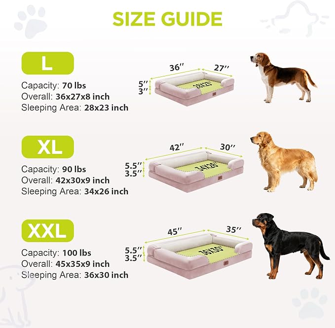 Orthopedic Memory Foam Dog Bed, 42x30, Waterproof for Large Dogs | Removable washable cover. Egg crate foam for joint relief. Non-slip base. Tennis ball toy included. For extra large breeds.