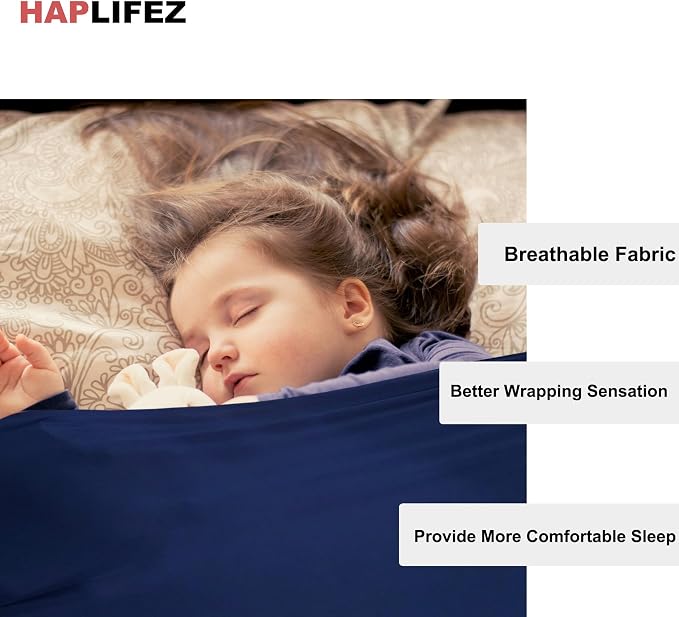 Sensory Bed Sheet, Sensory Compression Blanket‌, Weighted Blankets, Breathable Stretchable Bedding Fit, Lightweight Calming Sleep Solution, Dark Blue, 63"x60"