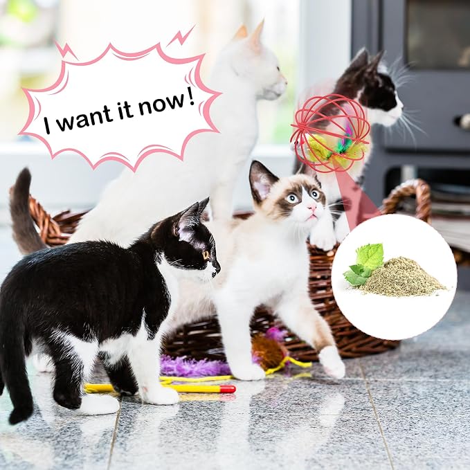 Jecery 5 Pcs Cat Spring Balls Toys Stretchable Rolling Balls Colorful Playful Coils Interactive Action Toy Caged Rats for Kitten Pet Supplies (Metal Cage,Multicolor)