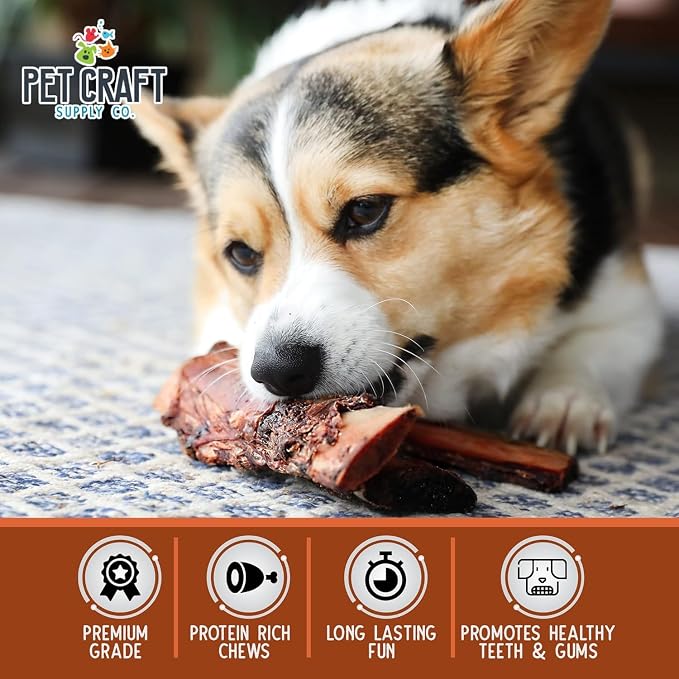 Pet Craft Supply All Natural Healthy Buffalo Butcher 12 Pack Bones Dog Chews Treats for Aggressive Chewers Long Lasting Rawhide Free Premium Slow Roasted for Small Medium Large Dogs