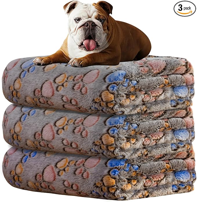 Rezutan 1 Pack 3 Blankets for Dogs, Dog Blanket for Medium Pet Cat, Premium Soft Fluffy Suitable for Dog Kennels & Beds, Gifts Puppy Blanket Essentials, 30x20inch, Tan