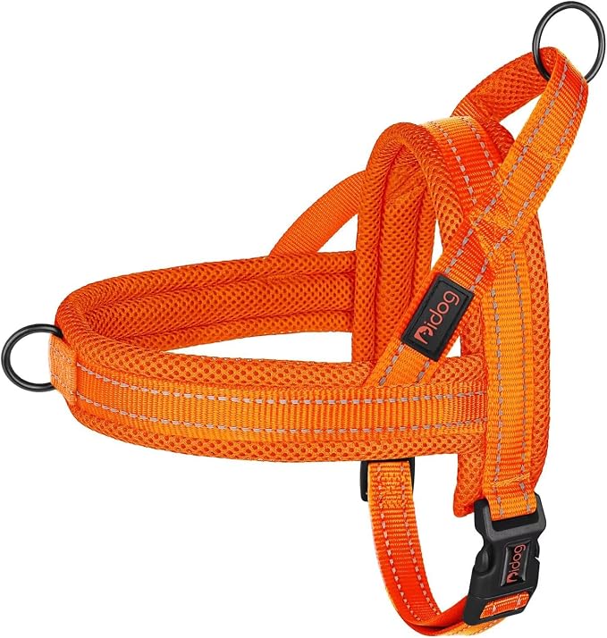Didog No Pull Dog Harness with Breathable Mesh Padded,Reflective & Quick Fit Light Weight Dog Strap Vest Harness,Easy for Walking Training (L:Chest 26-32", Orange)