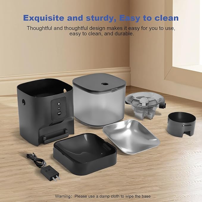 ANDOLL HOME 2.4G Automatic Cat Feeder, 4L WiFi Food Dispenser with 10s Voice Recorder, Pet Feeder up to 10 Meals per Day, Timed Cat Feeder with Dry Food Sealed Ring