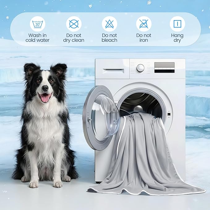 Mora Pets Premium Cooling Blanket for Dogs, Q-MAX>0.5 Washable Breathable Cooling Mat, Lightweight Soft Summer Pet Throw Blanket, Furniture Protector Bed Couch Cover for Medium Dog Cat, Gray, 40x60