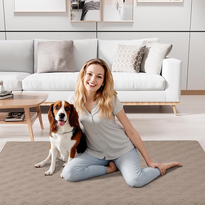 Smiry Reversible Waterproof Couch Covers for Sofa, Washable Dogs Pet Couch Covers for 3 Cushion Sofa Pet Friendly, Water Resistant Furniture Protector Slipcover, Geometric (52"x82", Taupe/Beige)