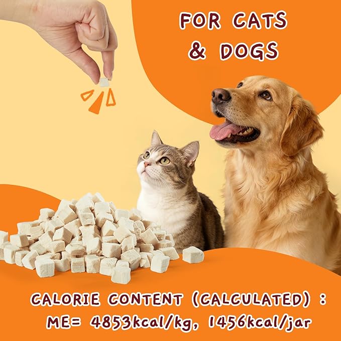 Jungle Calling Freeze Dried Chicken Cat & Dog Treats, Single Ingredient Chicken Bites for Cats & Dogs, High Protein Pet Training Treats, Edible Organic Food Topper, Approx 670 Pieces, 10.58 oz