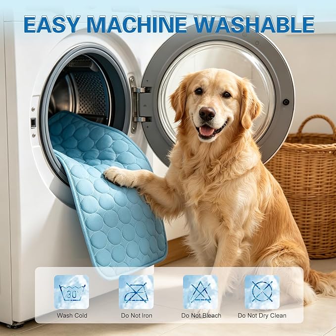 Cooling Mat for Dogs & Cats, Q-Max>0.4 Washable Cooling Pad for Small, Medium, Large & XL Pets, Portable Non-Slip Indoor & Outdoor Cooling Dog Bed Mat for Floor, Sofa, Car Seat, Crate, Kennel