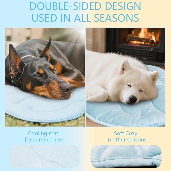BECEMURU Dog Cooling Mat, Thickened Soft Pet Cooling Pad for Summer, 55"x37" Could-Shape Pet Bed for Crate Kennel Sofa, Non-Gel Coolness, Machine Washable & Durable - Keep Pet Cool and Comfortable