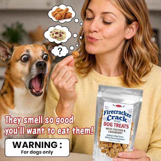 iHeartDogs Firecracker Dog Treats - Healthy Treats with Chicken & Cranberry - Helps Feed Hungry Shelter Dogs in Need, 6oz