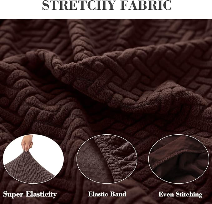 Couch Covers for 3 Cushion Sofa Pet Friendly Couch Cushion Covers Universal Sofa Covers Washable Stretch Slipcovers for Sectional Sofa (Texture Brown, Large Triple Seat Cover)