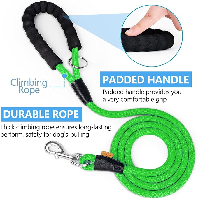 Dog Leash, Braided Rope Traction – Walking Training Lead for Small Dogs ((1/3") x 6FT, Light Green)
