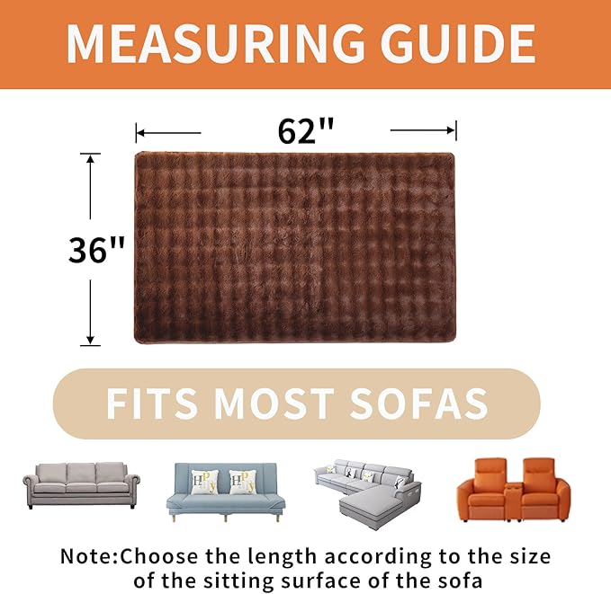 Waterproof Dog Bed Cover Non Slip Couch Covers for Dogs Washable Soft Faux Fur Sofa Cover Couch Covers for 3 Cushion Couch Sofa Pet Friendly (Brown)