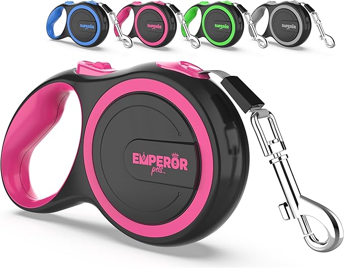 Emperor Pets 16 ft Retractable Dog Leash - Heavy Duty Retractable Pet Leash with Anti-Slip Grip - Reflective Dog Leash Tape for Medium to Large Dogs up to 100 lbs -PK16
