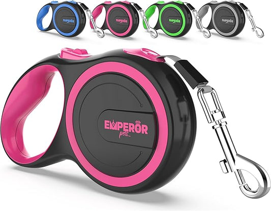 Emperor Pets 16 ft Retractable Dog Leash - Heavy Duty Retractable Pet Leash with Anti-Slip Grip - Reflective Dog Leash Tape for Medium to Large Dogs up to 100 lbs -PK16