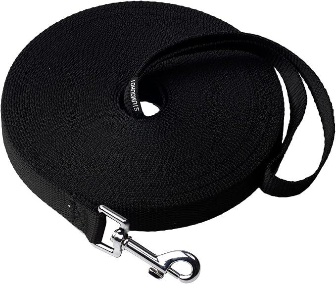 Dog/Puppy Obedience Recall Training Agility Lead -15ft 20ft 30ft 50ft Training Leash - Great for Play, Camping, or Backyard - Black 50ft