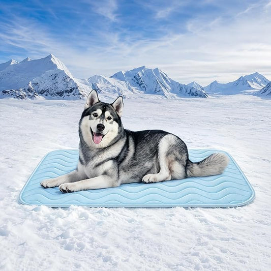 Cooling Mat for Dogs Extra Large, 59"x40" Breathable Cold Crate Pad for Pet with Non-Slip Bottom, Washable Waterproof Cool Fiber Pet Cooling Pad for Dog Bed Indoor/Outdoor Summ