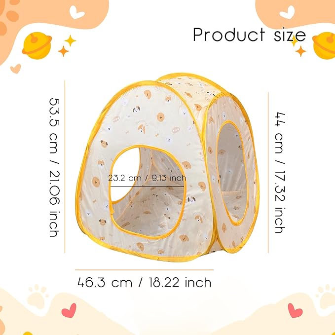 Andiker Cat Pop Up Tent, 3 Holes Safe and Strong Cute Cats Tunnel Collapsible Easy to Carry Cat House for Indoor Cats Kittens Hiding Playing Training Sleeping (Tent Black)