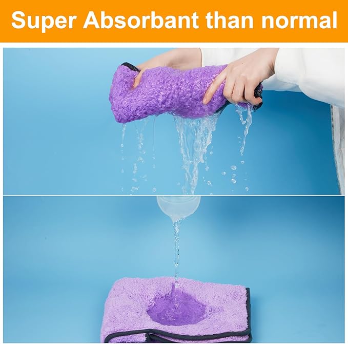 Bienbee Dog Bathrobe, Quick Drying Super Absorbent Pet Robes for Small Medium Large Dogs, Drying Coat for After Bath & Swim, Warm & Cozy Dogs Towels, Dog Puppy Bath Supplies, Light Purple XXL