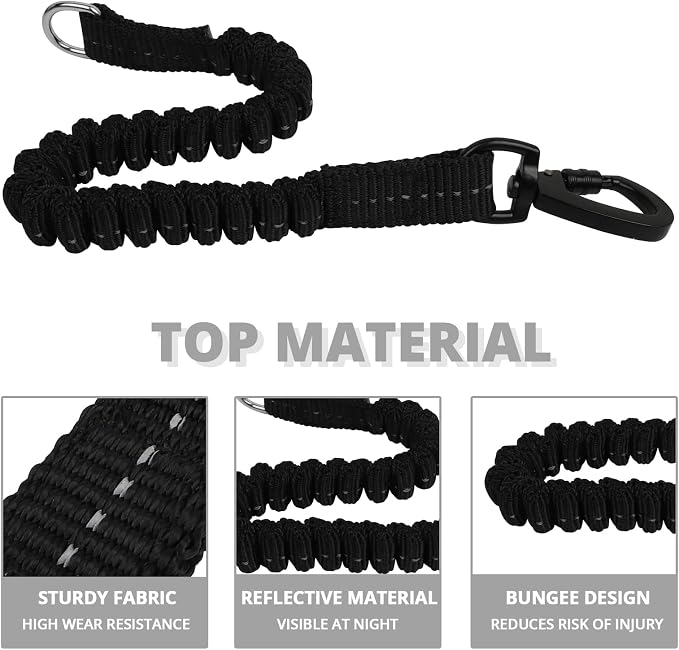 Long Dog Leash 15 FT: Heavy Duty Rope Leashes for Dogs Training with Swivel Lockable Hook Reflective Threads Bungee and Padded Handle - Dog Lead for Large Small Medium Dogs Outside Walking Hiking Grey