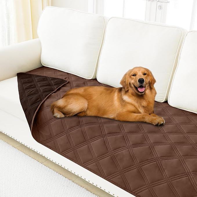 Smiry Waterproof Dog Bed Cover Blanket 30x95, Soft Reversible Pet Blanket, Washable Leakproof Cats Dogs Couch Cover for Sofa, Couch, Furniture, Lattice, Brown/Chocolate