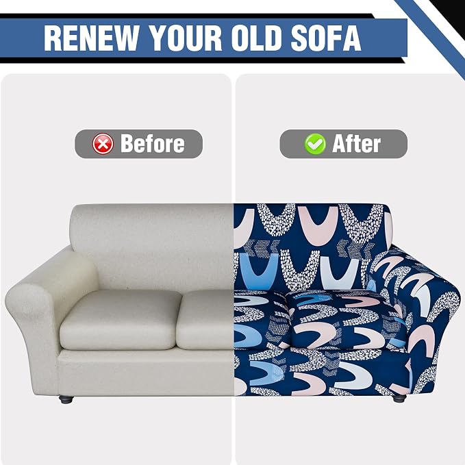 Stretch Couch Covers for 3 Separate Cushion Couch Sofa,Floral Printed Couch Sofa Cover,Washable Sofa Slipcover,Pet Friendly Furniture Protector with Elastic Bottom,Universal Fit for Home(Sofa,Cover)