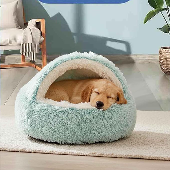 Cozy Cocoon Pet Bed for Dogs,Dog Bed with Hood,Small Dog Bed with Cover Cave,Cozy Cave Pet Beds for Small Medium Large (Gray, Small)