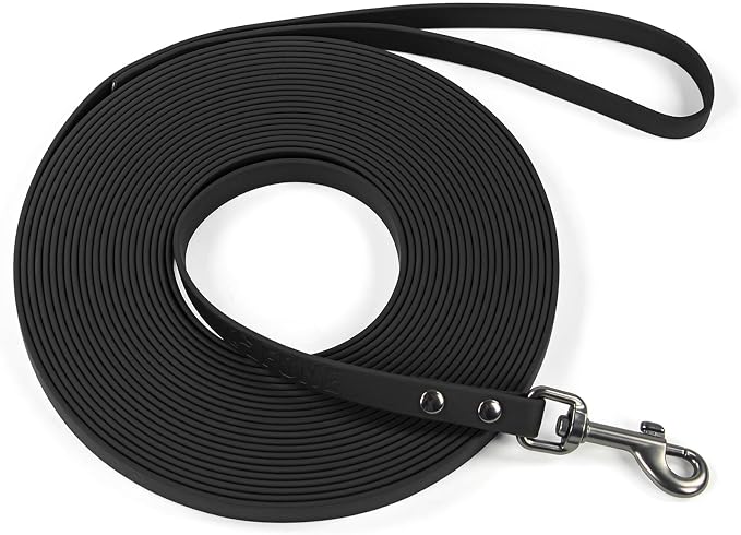 WOLFONE Waterproof PVC Dog Leash, Long Training Lead 50FT, Heavy Duty Tangle-Free Nylon Core, Easy Clean Rubber Coated Leash for Small Medium Large Dogs, Outdoor Training
