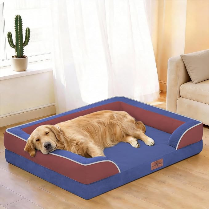 Comfort Expression Orthopedic Dog Bed for Large Dogs 36x27 Inch, Waterproof Egg Crate Foam Large Pet Bed with Bolsters, Dog Couch with Washable Cover & Non-Slip Bottom, American Flag 4