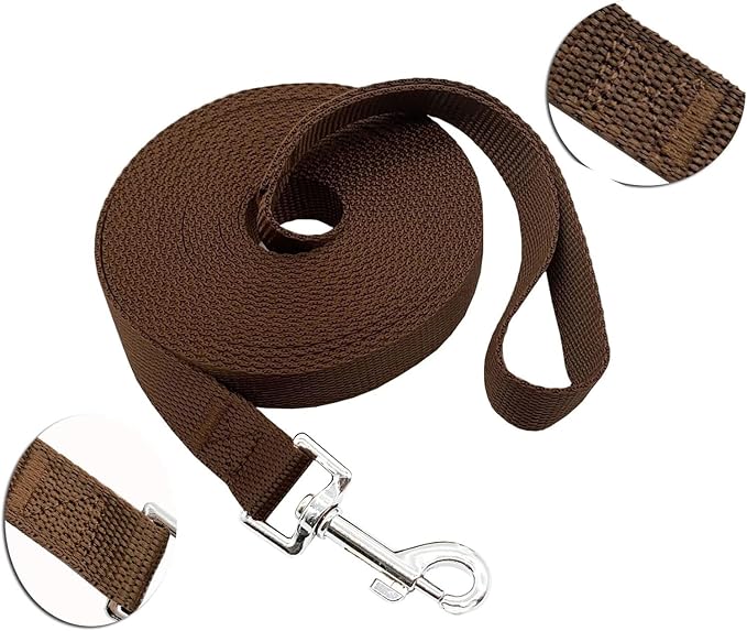 Nylon Training Dog Leash for Small Medium Large Dogs, 15ft 20ft 30ft 50ft 100ft Long Leash Dog/Puppy Lead for Obedience Recall Training, Camping