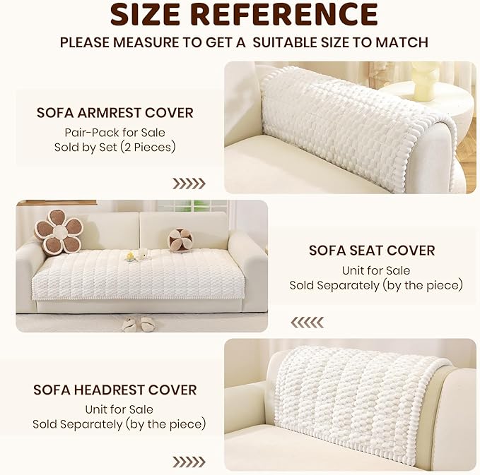 Royhom Couch Cover for Dogs Washable, Soft Thick Pet Couch Covers for Sofa, Pawcart Couch Protector Pet Friendly, Furniture Covers Dog Mat for Couches and Sofas (White, 35.4 x 70.9 Inch)
