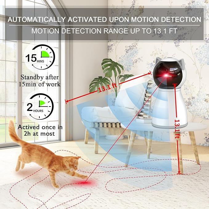 YVE LIFE Cat Toys Laser for Indoor Cats,The 4th Generation Real Random Trajectory Motion Activated Rechargeable Automatic Cat Laser Toy,Interactive Cat Toys for Bored Indoor Cats/Kittens