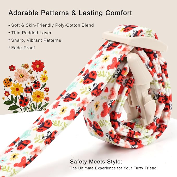Ladybug Dog Collar for Small Dogs - Cute Spring/Summer Dog Collar, Lightweight Adjustable Cartoon Love Bug Garden Mom Dogs Collars with Quick Release Buckle XS