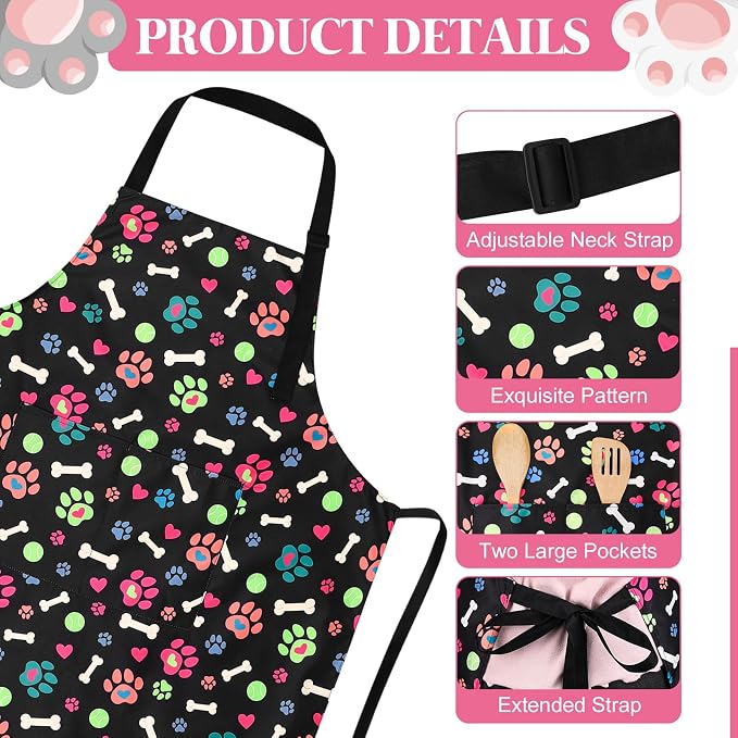 Dog Grooming Waterproof Apron with 2 Pockets, Cute Animals Puppy Dog Pets Apron