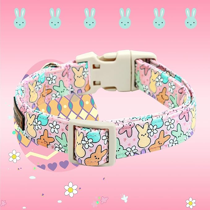 Lionheart glory Easter Dog Collar Colorful Collar for Small Dog Collars Easter Egg Print Dog Collars Spring Female or Male Pet Gift Adjustable Heavy-Duty Holiday Dog Collar Plastic Buckle