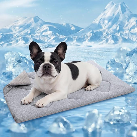 Queenmore Dog Cooling Mat, Cool Dog Mat, Portable Flat Pet Pads for Dogs, Materials Safe, Washable Non-Slip Cooling Pet Pad for Puppy in Summer (Grey Diamond, Medium(31" x 19"))