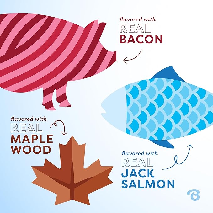 Benebone Puppy 4-Pack Durable Dog Chew Toys for Gentle Chewers, Real Bacon/Jack Salmon/Maplewood, Made in USA, Small