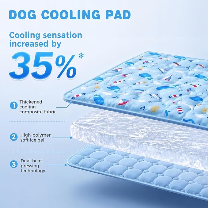 teemoo Dog Cooling Mat, 35.4" x 23.6" Cooling Mat for Large Dogs, Non-Toxic Gel, Cool Pet Pad, Cooling pad for Dog, Pet Cool Pad for Floors, Sofas, Kennels (L)