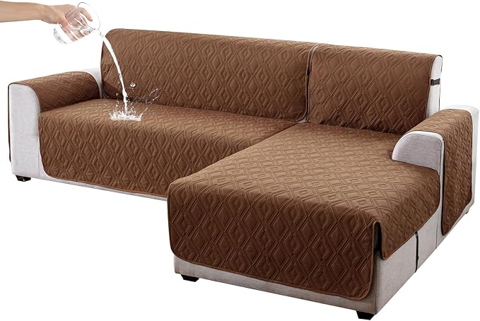 Genina Sectional Couch Covers for Dogs L Shaped Sofa Covers Chaise Lounge Cover Reversible Couch Covers for Sectional Sofa L Shape Furniture Protectors Cover for Pets, Kids (Camel, Sofa Large)