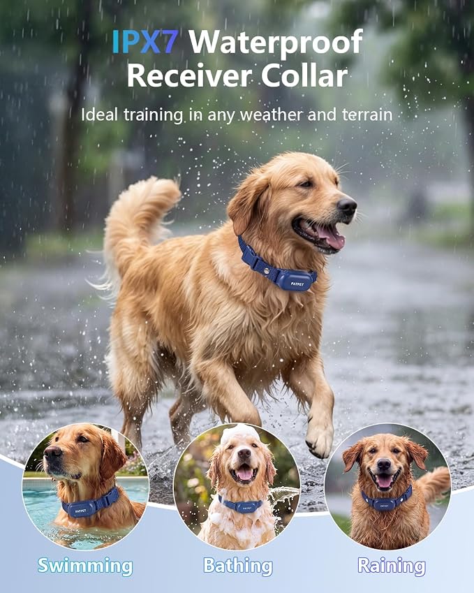 PATPET Shock Collar for Dogs - 4000FT Dog Training Collar with Remote, IPX7 Waterproof 4 Modes(Beep/Vibration/Shock/Safe) Dog Shock Collar, Rechargeable for Small Large Dogs (8-120Lbs) (Blue)