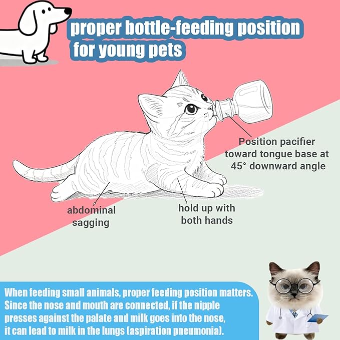 Newborn Pet Feeding Kit, Kitten Bottle Feeding Set with Nursing Nipples, Portable Storage, Emergency Ready, Replaceable Accessories for Kittens Puppies