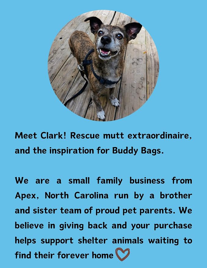 Buddy Bags Premium Dog Poop Bags, Unscented, Extra Thick & Strong, Bold “Open Here” Arrow, 18 Refill Rolls, 270 Earth Friendly Bags.