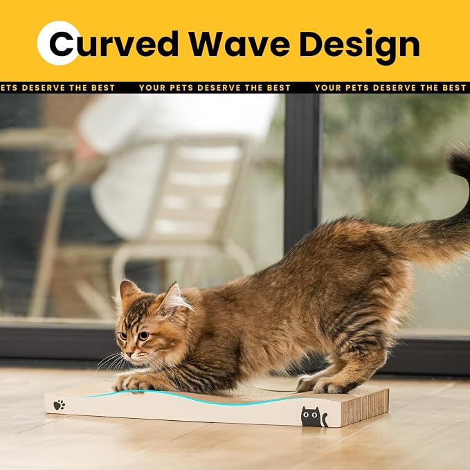 Cat Scratcher, Durable Scratch Pad, Corrugated Cardboard Scratching Board for Indoor Cats, Heavy Duty, Double-Sided Usability, Recyclable, with Catnip，4 Pack