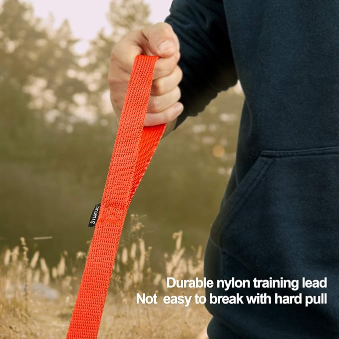 Siumouhoi Dog/Puppy Obedience Recall Training Agility Lead - 15ft 20ft 30ft 50ft Training Leash - Great for Play, Camping, or Backyard - Orange 50ft