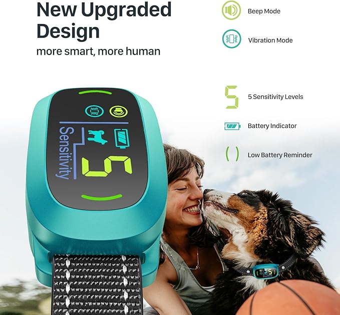 FAFAFROG Dog Bark Collar, Rechargeable Smart Collar, Anti Barking Training Collar with 5 Adjustable Sensitivity Beep Vibration, Bark Collar for Large Medium Small Dogs (Clear)