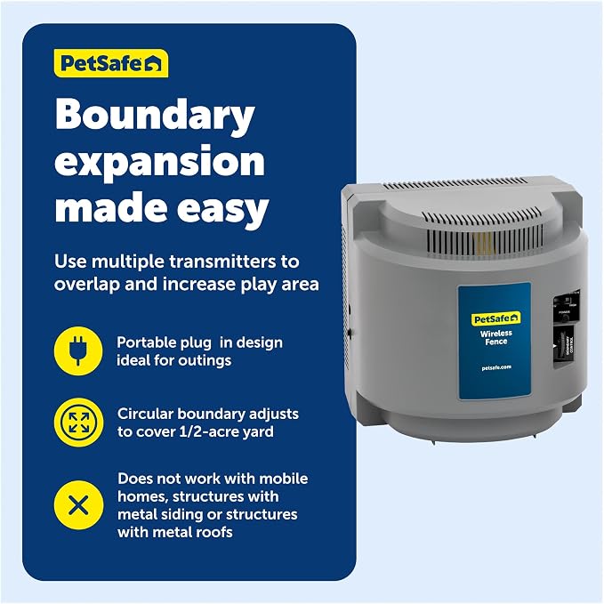 PetSafe Wireless Fence Extra Transmitter, Increase Your Existing Wireless Fence Boundary Pet Containment for Dogs and Cats - from the Parent Company of the Invisible Fence Brand