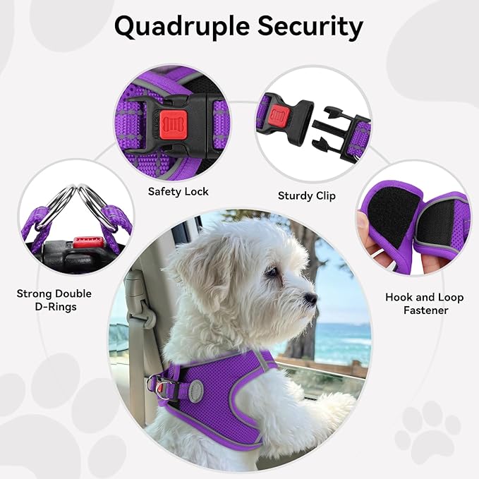 Joytale Small Dog Harness, Breathable Mesh Step-in Vest, Reflective Soft Padded Harnesses for Small and Medium Dogs, Purple, M