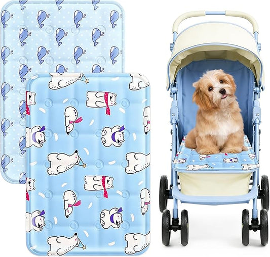 2Pcs Dog Stroller Cooling Mat for Pet Stroller Outdoor Pet Cooling Mat Waterproof Cooling Pad for Small Cat Puppy,Light Color