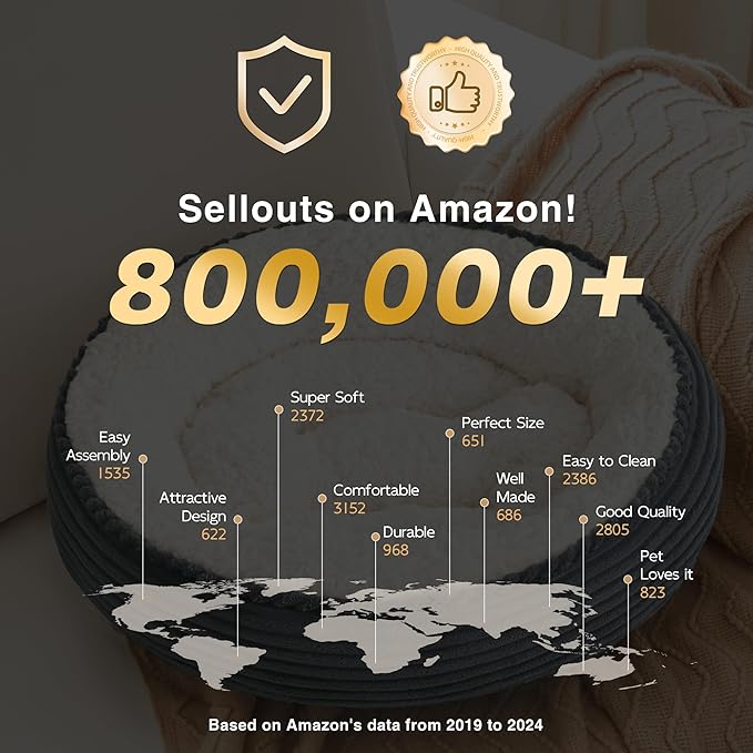Love's cabin Round Donut Cat and Dog Cushion Bed, 20in Pet Bed for Cats or Small Dogs, Anti-Slip & Water-Resistant Bottom, Super Soft Durable Fabric Pet beds, Washable Luxury Bed Black Stripe