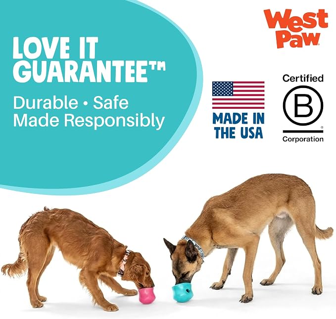 WEST PAW Zogoflex Toppl Interactive Treat Dispensing Puzzle Dog Toy for Mental Stimulation & Enrichment-Holds Kibble & Treats-Lickable, Freezable & Dishwasher Safe-Made in USA-Large-Teal